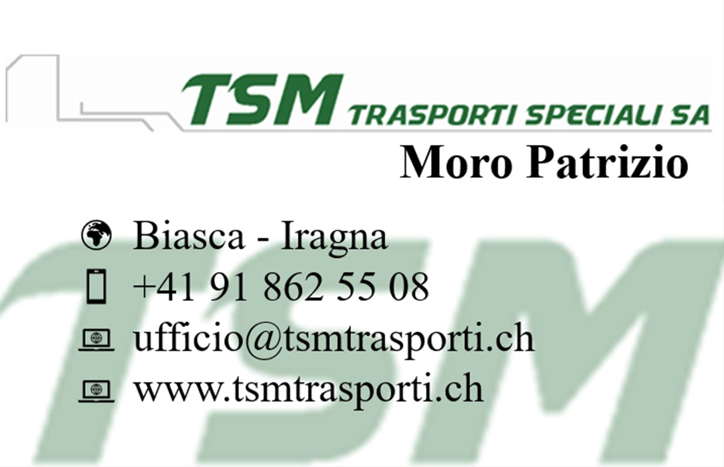 Logo TSM Trasporti Speciali SA di Patrizio Moro